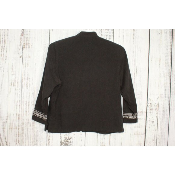 Bon Worth Beaded Embroidery Soft Full Zip Coat Jacket Black Size S Pet - Picture 7 of 10